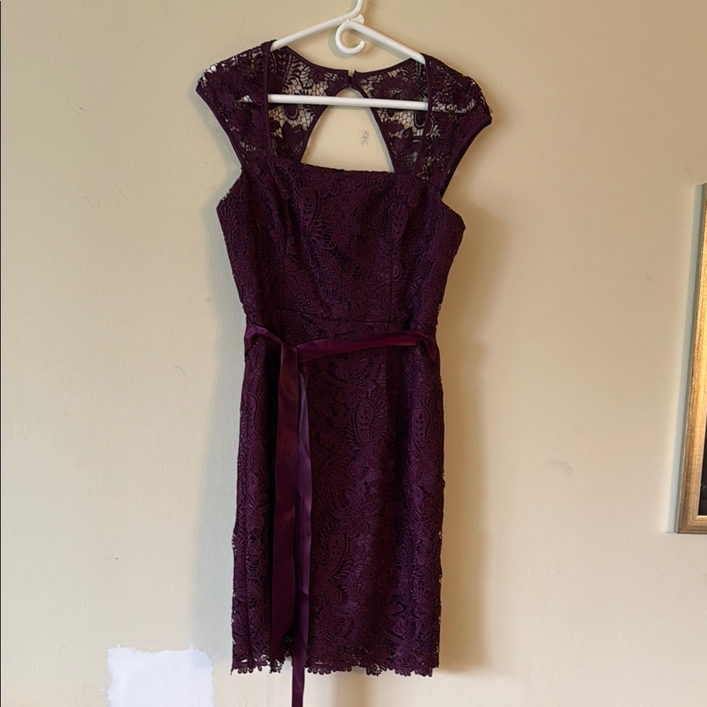 Adrianna Papell Plum Backless Lace Dress